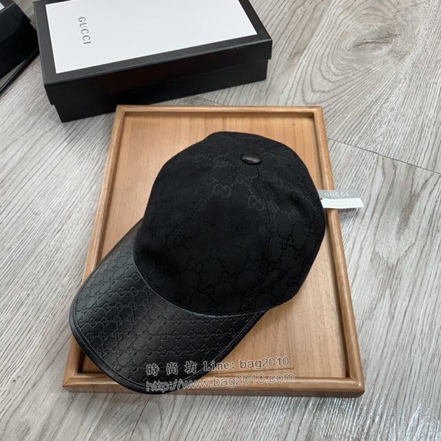 Gucci爆款男士帽子 古馳帆布拼皮印花棒球帽鴨舌帽  mm1751